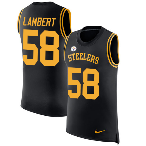 Nike Steelers #58 Jack Lambert Black Team Color Men's Stitched NFL Limited Rush Tank Top Jersey - Click Image to Close